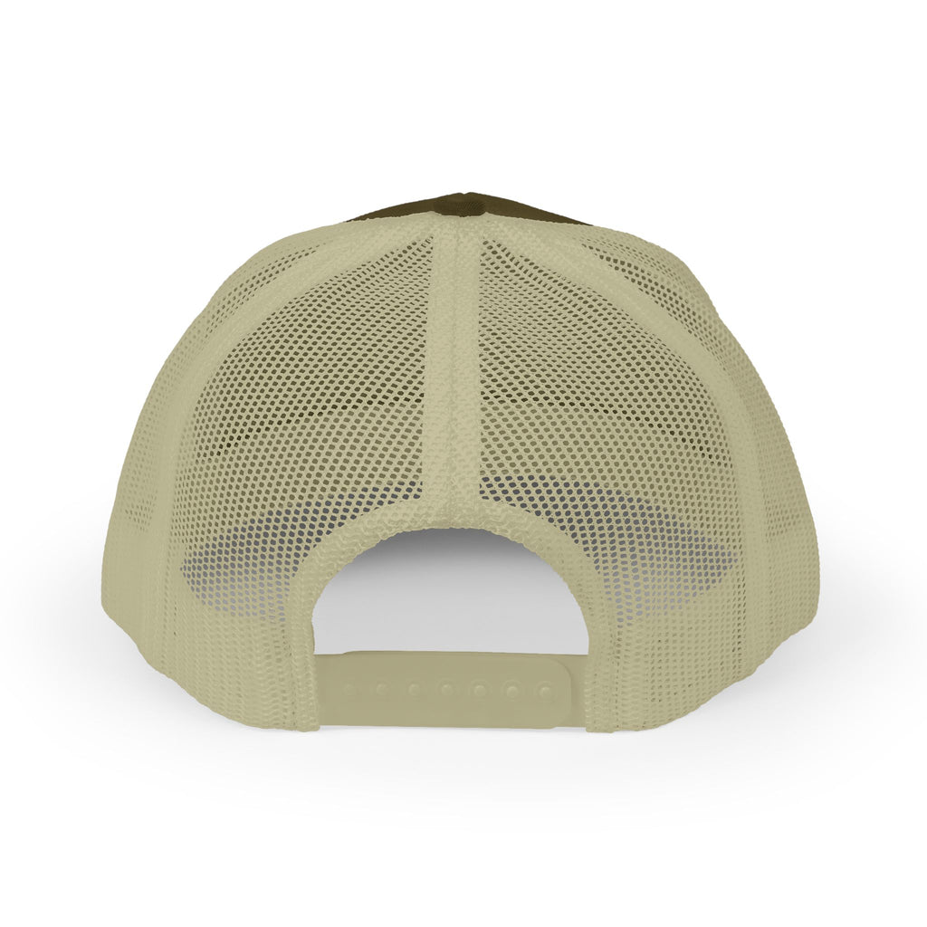 Lion Crest Snapback Trucker Cap — Vintage Regal Crest Embroidered Mesh Hat