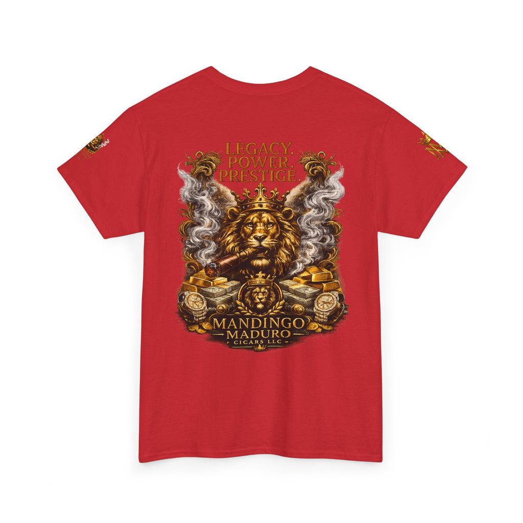 Lion Crest T-Shirt — "Legacy. Power. Prestige." Mandingo Maduro Graphic Tee