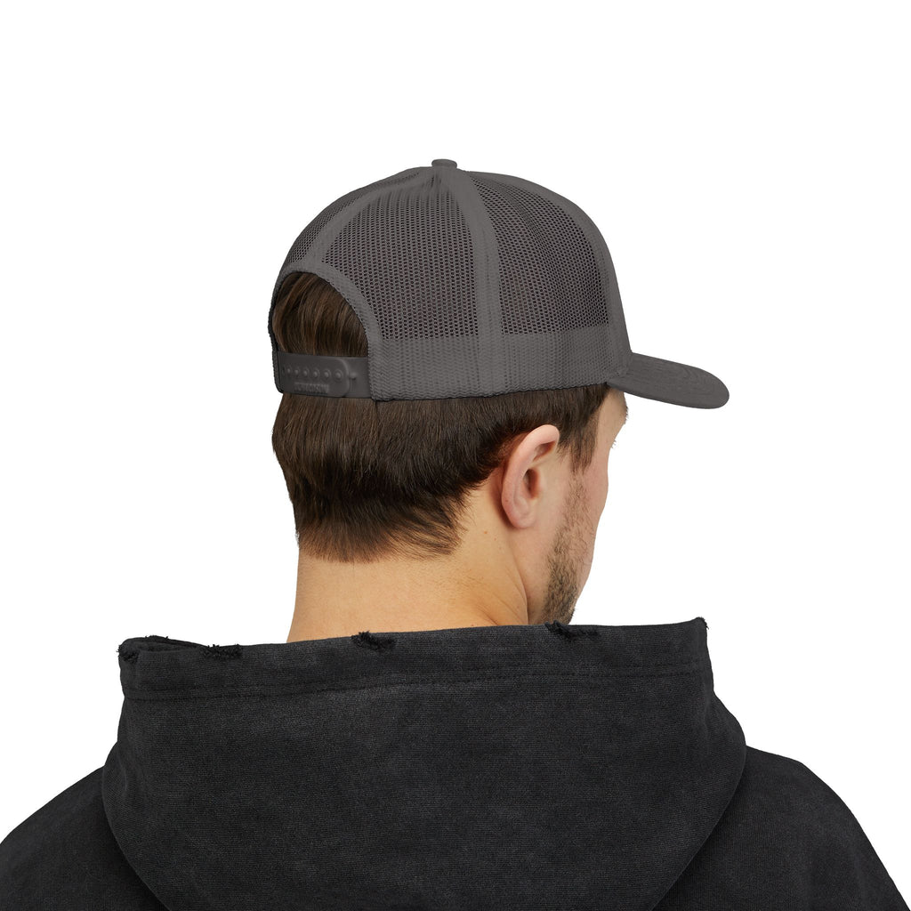 Lion Crest Snapback Trucker Cap — Vintage Regal Crest Embroidered Mesh Hat