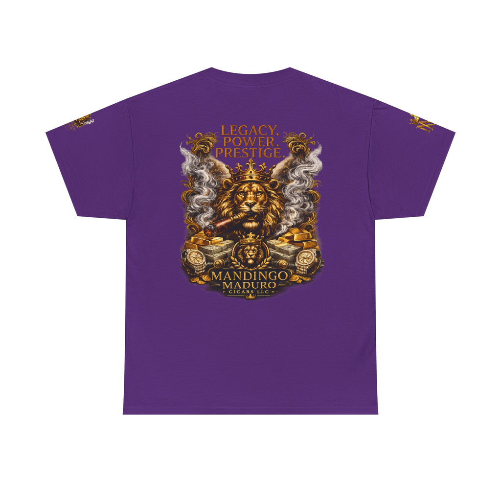 Lion Crest T-Shirt — "Legacy. Power. Prestige." Mandingo Maduro Graphic Tee