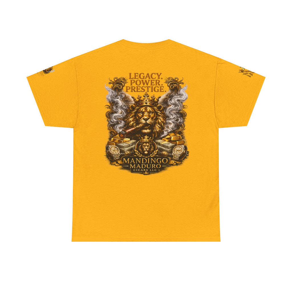 Lion Crest T-Shirt — "Legacy. Power. Prestige." Mandingo Maduro Graphic Tee