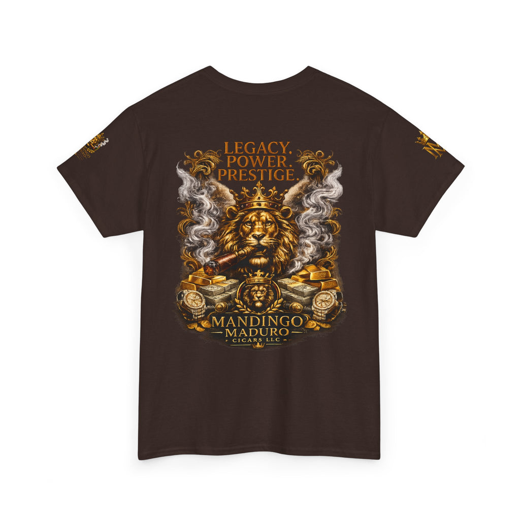 Lion Crest T-Shirt — "Legacy. Power. Prestige." Mandingo Maduro Graphic Tee