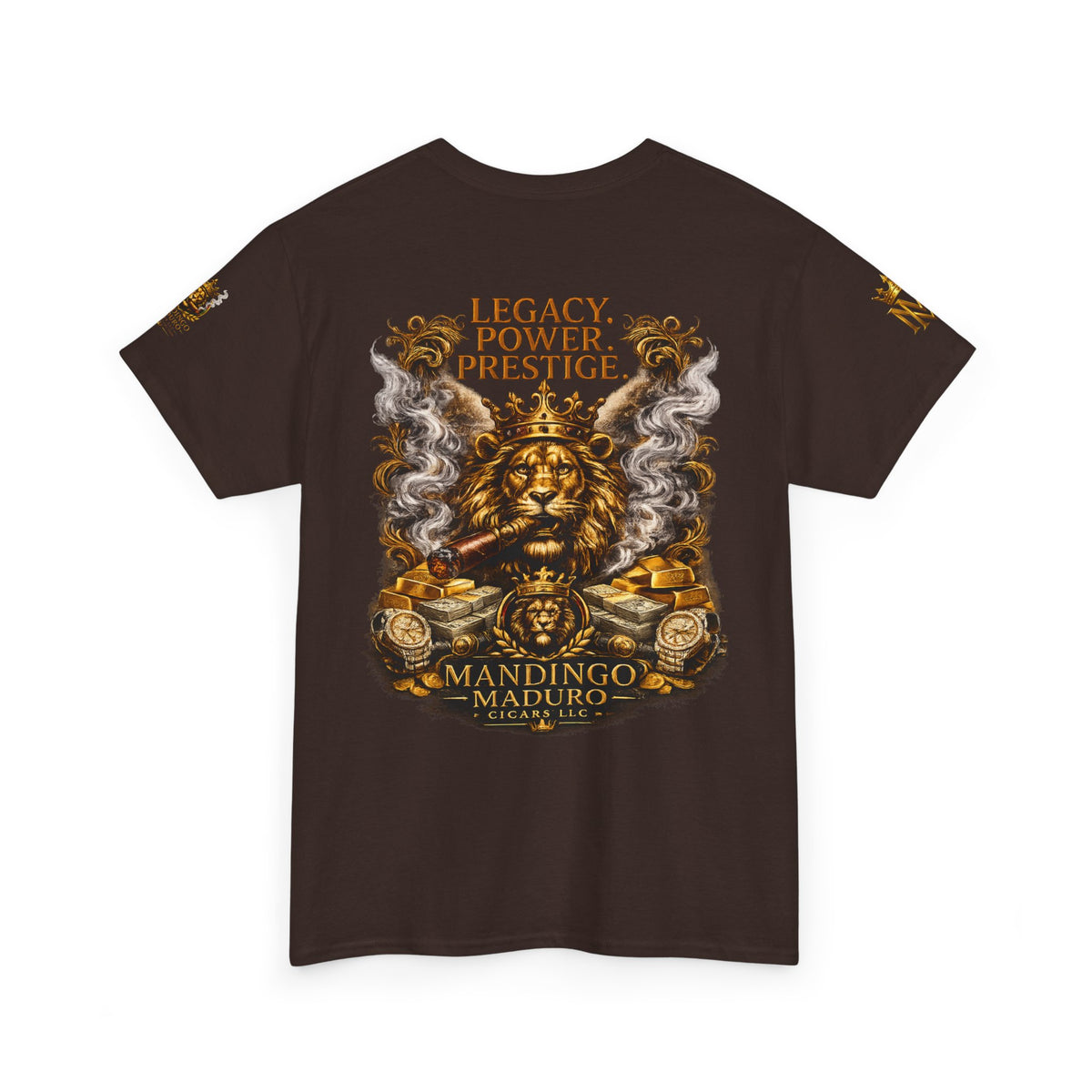 Lion Crest T-Shirt — "Legacy. Power. Prestige." Mandingo Maduro Graphic Tee