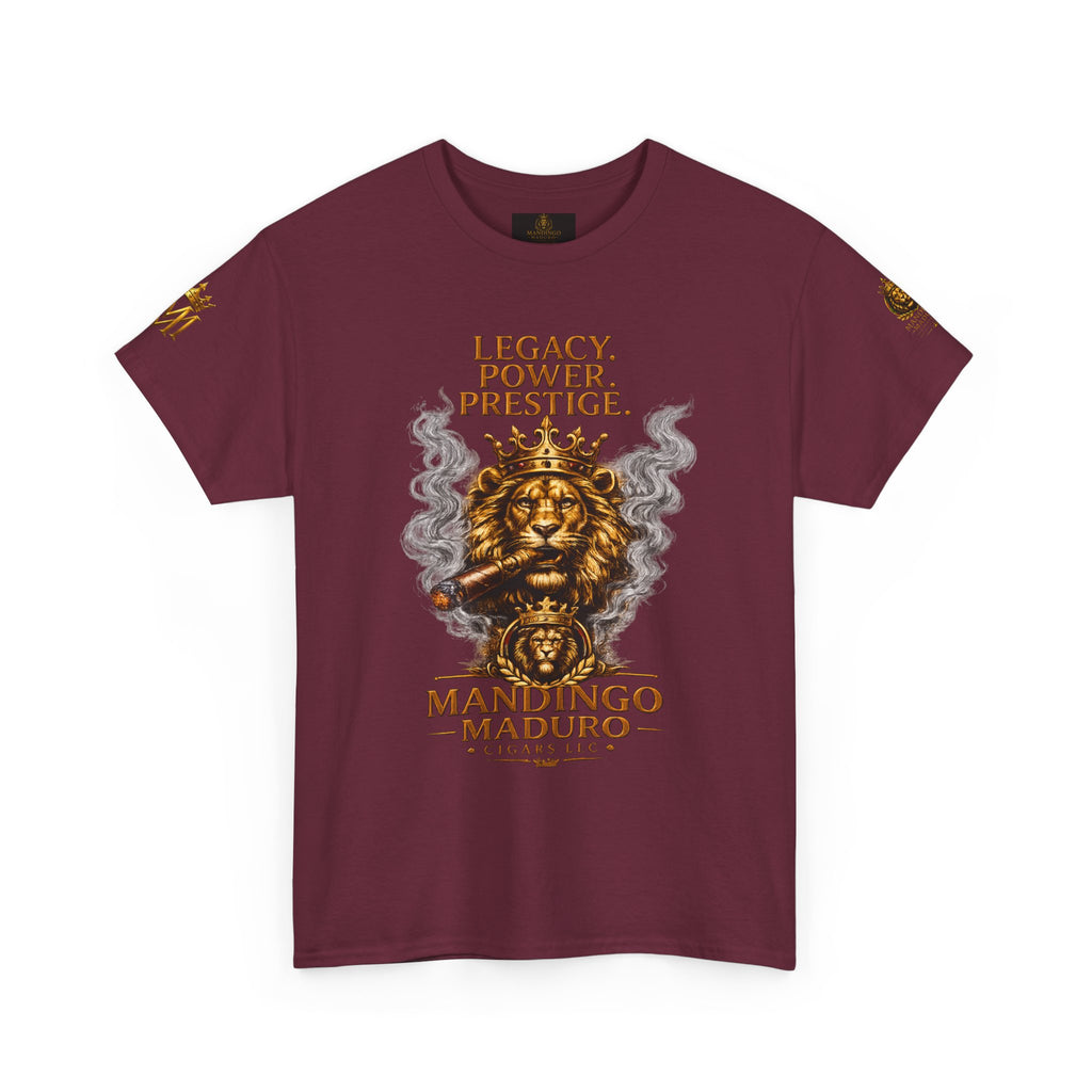 Lion Crest T-Shirt — "Legacy. Power. Prestige." Mandingo Maduro Graphic Tee