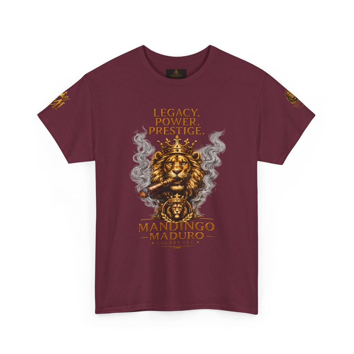 Lion Crest T-Shirt — "Legacy. Power. Prestige." Mandingo Maduro Graphic Tee