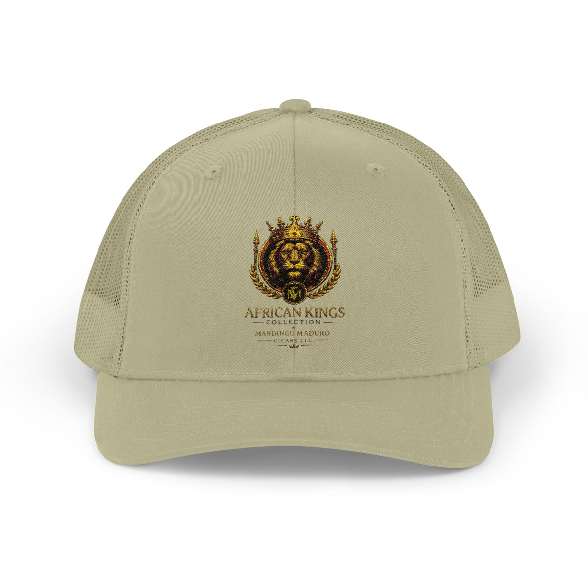 Lion Crest Snapback Trucker Cap — Vintage Regal Crest Embroidered Mesh Hat