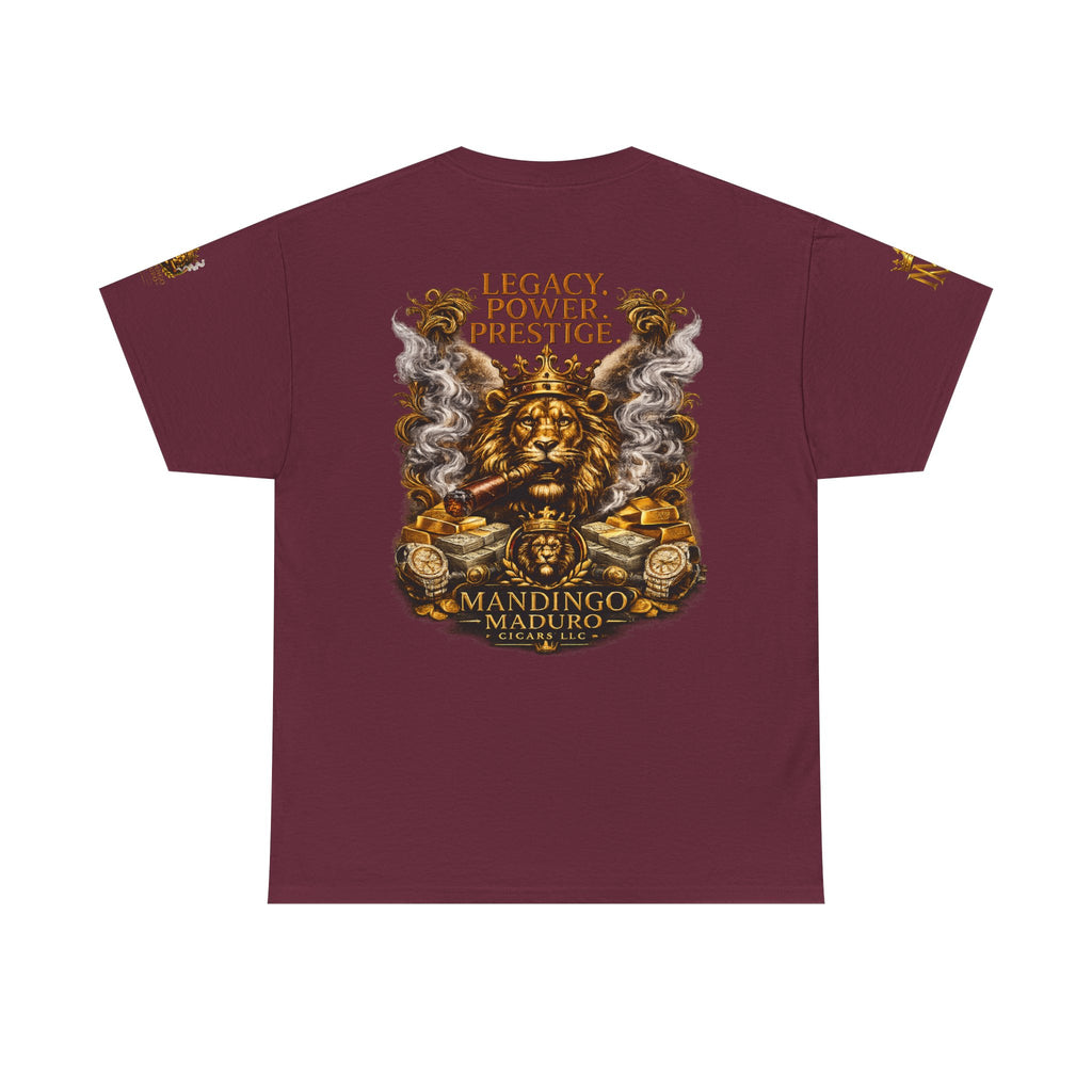 Lion Crest T-Shirt — "Legacy. Power. Prestige." Mandingo Maduro Graphic Tee