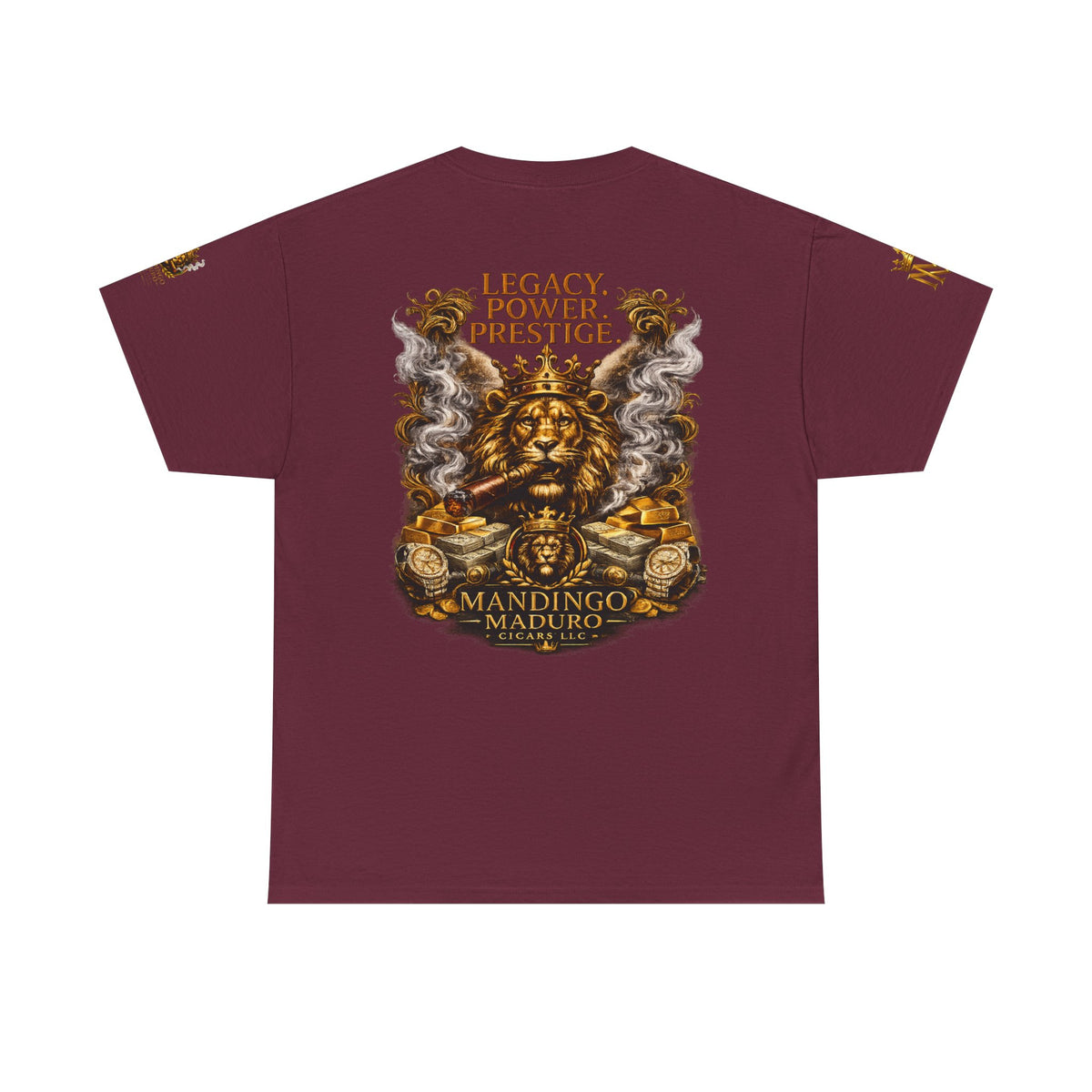 Lion Crest T-Shirt — "Legacy. Power. Prestige." Mandingo Maduro Graphic Tee