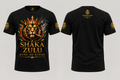 Shaka Zulu T-shirt front-and-back mockup preview